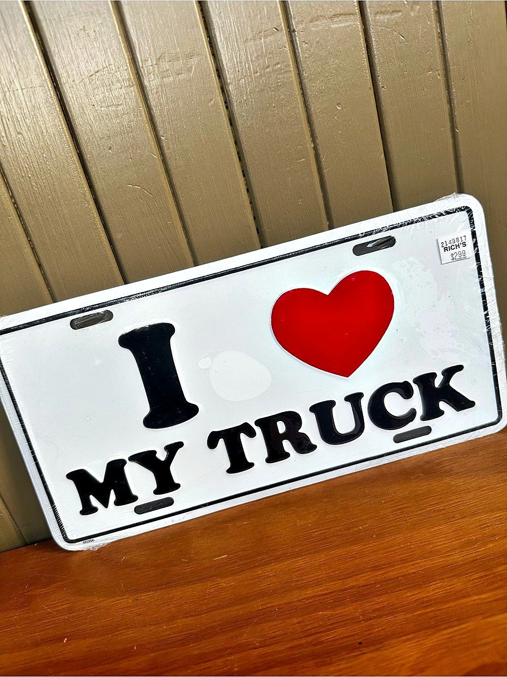 I Love My Truck Novelty License Plate Vintage SEALED